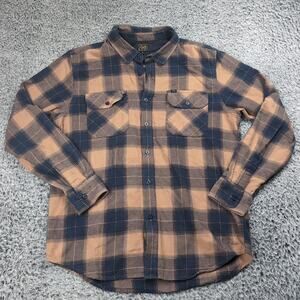 Obey Shirt Men Extra Large Blue Brown Plaid Flannel Lumberjack Outdoor Skater